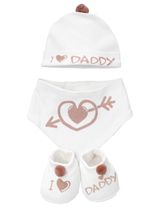 Soft Touch 3 pièces Ensemble I Love Mummy &  I Love Daddy Pompon 0-3M (56-62 cm) Pink I Love Daddy - 0