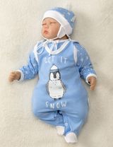 Baby Sweets 3 Teile Set Pinguin Let It Snow Schneeflocke blau 56 (Neugeborene) - 4