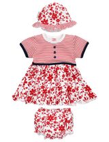 Baby Sweets 3 Teile Set Floral rot Newborn (56) - 0