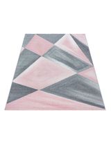 Teppich Vierecke rosa grau 80x150 - 0
