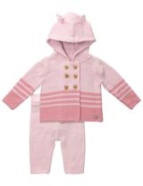 Rock A Bye Baby Boutique 2 Teile Set Streifen Kapuze rosa 56/62 (0-3 Monate) - 0