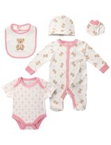 Rock A Bye Baby Boutique 5 Teile Set Teddybär rosa 56/62 (0-3 Monate) - 0