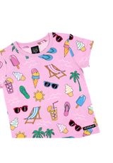 Villervalla T-Shirt Alloverprint rosa 140 - 2