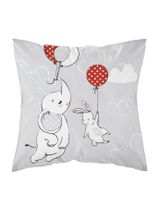 DETEXPOL Kissenbezug Elefant und Hase MAYAMOO Wolken 40x40 cm grau - 0