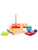 Cubika 10 Teile Stapelturm Quadrate Holz 11x11,5x17cm 18+ Monate bunt - 2