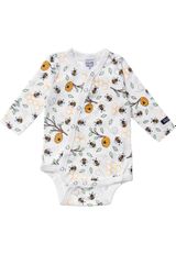 Villervalla Langarmbody Bienen, Floral weiss/orange 80 - 0