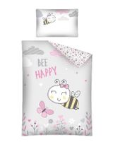 DETEXPOL 2 Teile Bettwäsche Biene MAYAMOO Floral 135x100 cm grau - 0