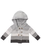 Rock A Bye Baby Boutique Strickjacke Streifen Kapuze grau 56/62 (0-3 Monate) - 1