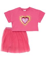 Miss 2 pièces Ensemble Coeur Volant Rose vif - 0
