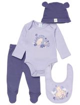 Disney 4 pièces Ensemble Winnie l'Ourson Floral Bleu - 0