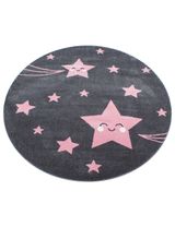 Teppich Rund Sternschnuppe Sterne rosa 120x120 - 0