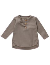 MaBu Kids T-shirt à manches longues Cute Nice, Wild & Cute Gaufré Taupe 6-7A (122 cm) - 1