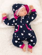 Baby Sweets Overall Strampler Jumpsuit schwarzblau pink Herzen mit Kapuze 56 (Neugeborene) - 2