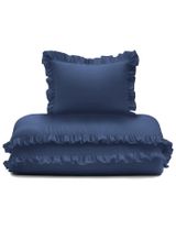 DETEXPOL 2 pièces Linge de lit Volant 135x100 cm Bleu foncé - 1