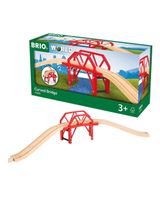 Brio 4 Teile Holzeisenbahn Zubehör Bahnbrücke mit Auffahrten World CE-zertifiziert 14,9x1,9x57,9 cm 3+ Jahre rot - 2