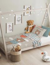 Faro Tekstylia 2 Teile Bettwäsche Teddybär Herz 135x100 cm beige - 1