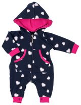 Baby Sweets Overall Strampler Jumpsuit schwarzblau pink Herzen mit Kapuze 62 (0-3 Monate) - 0
