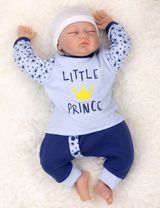 Baby Sweets 2 Teile Set Krone Little Prince blau 56 (Neugeborene) - 4