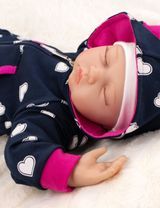 Baby Sweets Overall Strampler Jumpsuit schwarzblau pink Herzen mit Kapuze 56 (Neugeborene) - 5