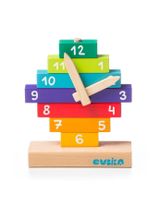 Cubika 10 Teile Stapelturm Uhr Holz 15x5x18 cm 18+ Monate bunt - 0