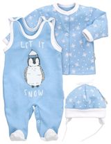 Baby Sweets 3 Teile Set Pinguin Let It Snow Schneeflocke blau 56 (Neugeborene) - 0