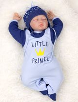 Baby Sweets 3 Teile Set Krone Little Prince blau 56 (Neugeborene) - 4