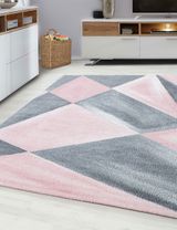 Teppich Vierecke rosa grau 80x150 - 1