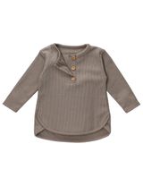 MaBu Kids Langarmshirt Cute Nice, Wild & Cute Waffelpiqué taupe 116 (5-6 Jahre) - 1