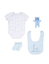 Rock A Bye Baby Boutique 4 pièces Ensemble Animaux sauvages Blanc 0-3M (62 cm) - 0