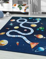 Teppich Spielbrett Weltraum Antirutsch blau 80x120 - 1