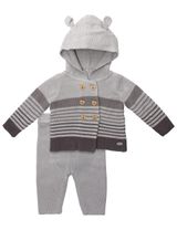 Rock A Bye Baby Boutique 2 Teile Set Streifen Kapuze grau - 0