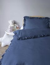DETEXPOL 2 pièces Linge de lit Volant 135x100 cm Bleu foncé - 2