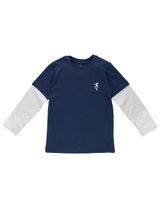 MaBu Kids T-shirt à manches longues Effet Superposé Skate Bleu Marine 18-24M (92 cm) - 0