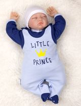 Baby Sweets 2 Teile Set Krone Little Prince blau 56 (Neugeborene) - 3