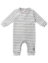 Makoma Strampler Streifen weiß - 0