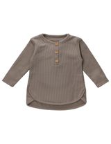 MaBu Kids Langarmshirt Cute Nice, Wild & Cute Waffelpiqué taupe 116 (5-6 Jahre) - 0