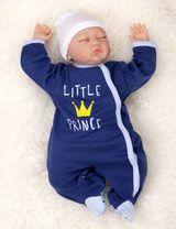 Baby Sweets Strampler Krone Little Prince blau 56 (Neugeborene) - 1