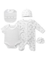 Rock A Bye Baby Boutique 5 Teile Set Elefant weiß 50/56 (Neugeborene) - 0