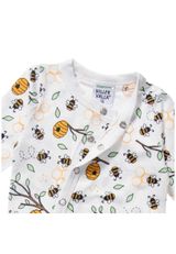 Villervalla Langarmbody Bienen, Floral weiss/orange 80 - 2