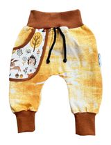 Land-Juwelen Pantalon Animaux de la forêt Fait main Jaune moutarde 18-24M (92 cm) - 0