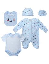 Rock A Bye Baby Boutique 5 Teile Set Boot hellblau 50/56 (Neugeborene) - 0