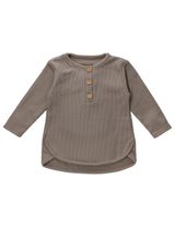 MaBu Kids T-shirt à manches longues Cute Nice, Wild & Cute Gaufré Taupe 6-7A (122 cm) - 0
