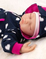 Baby Sweets Overall Strampler Jumpsuit schwarzblau pink Herzen mit Kapuze - 5