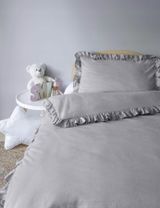 DETEXPOL 2 pièces Linge de lit Volant 135x100 cm Gris clair - 2