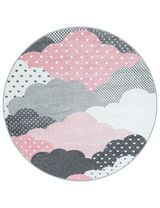Teppich Rund Wolken rosa 120x120 - 0