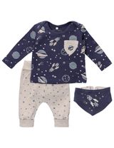 Homegrown Baby 3 Teile Set Weltraum Sterne beige 56/62 (0-3 Monate) - 0