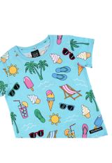 Villervalla T-Shirt Alloverprint hellblau 140 - 2