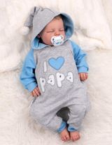 Baby Sweets Strampler I love Papa Bommel blau 6-9 Monate (74) - 1