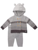 Rock A Bye Baby Boutique 2 Teile Set Streifen Kapuze grau 56/62 (0-3 Monate) - 0