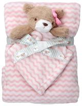 Snuggle Tots 2 Teile Set Teddybär Zickzack 75x75 cm rosa - 0